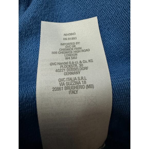 Denim & Co. Beach French Terry Roll Tab Sleeve Hooded Jacket Indigo Sea Medium - Picture 12 of 13